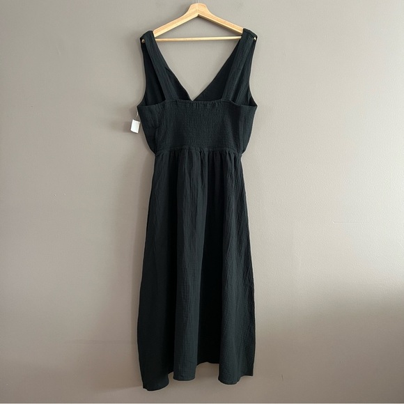Steve Madden Taryn Cotton Gauze Midi Dress Sleeveless V Neck  Black Large - Picture 4 of 15